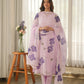 Light Lilac Hand Paint Soft Organza Suit Set