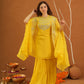 Parizet Yellow Zariwork Sharara Jacket Set