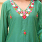 Green Floral Hand Embroidered Chanderi Kurta Set