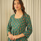 Emerald Green Cotton Suit Set with Pants & Doriya Dupatta