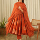 Rust Orange Cotton Screen Print Kurta Set with Pant & Dupatta