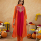 Orange Chanderi Aari & Handwork Gathered Kurta Set