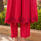Ruby Bloom Floral Aari Work Chanderi Kurta Set