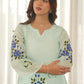 Mint Blossom Handpainted Organza Suit Set