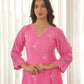 Pink Noor Aari Embroidered Chanderi Suit Set
