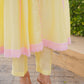 Pastel Yellow Chanderi Lace Work Kurta Set