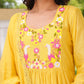 Mustard Floral Handwork Chanderi Kurta Set