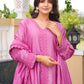 Purple Chanderi Lace Work Kurta Set