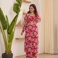 Cora Red Chiffon Kurta Set With Smocked Blouse