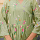 Pista Flora Chanderi Angrakha Kurta Set