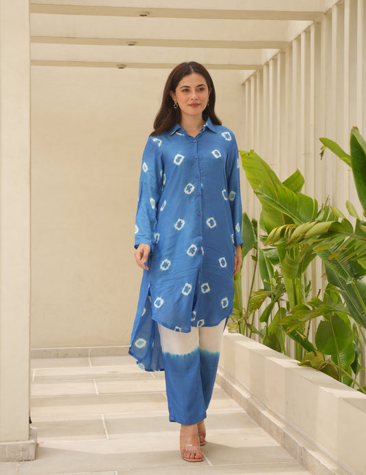 Isla Blue Bandhani Maslin Co Ord Set