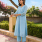 Bluebell Floral Aari Work Chanderi Kurta Set