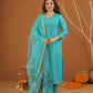Mayaaz Sky Chanderi With Handpaint Dupatta