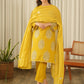 Mustard Bloom Screen Print Cotton Suit Set