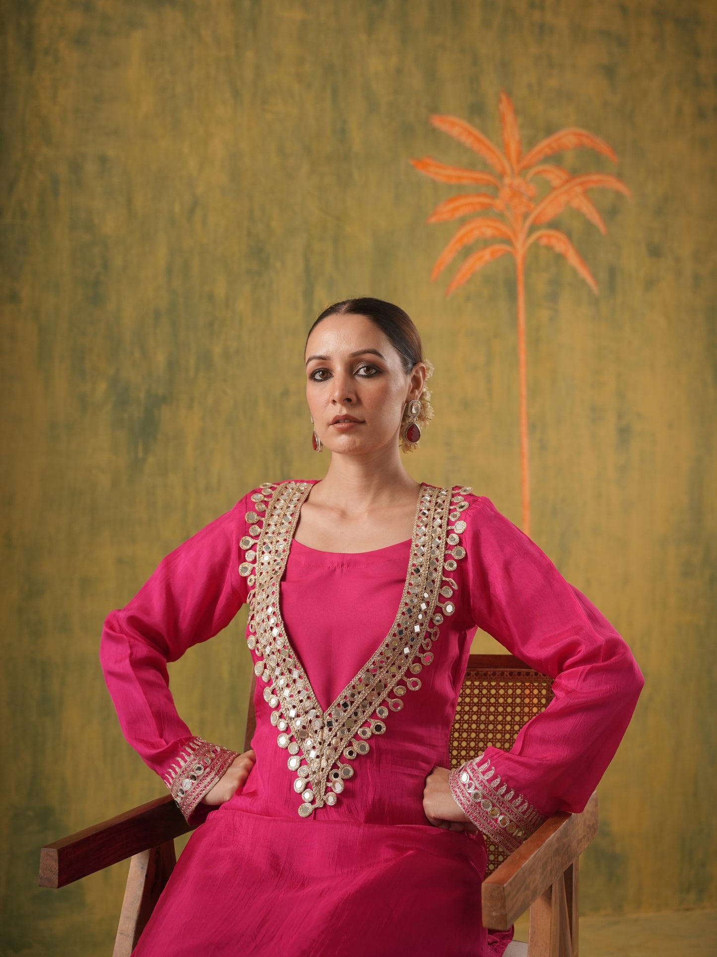 Rani Aabroo Mirrorwork Silk Kurta Set