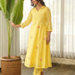 Lemon Yellow Embroidered Chanderi Kurta Set with Pants
