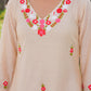 Beige Floral Hand Embroidered Chanderi Kurta Set