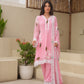 Saga Pink Handpaint Chiffon Suit Set