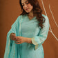 Noormahal Sky Chanderi Aariwork Suit Set