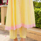 Pastel Yellow Chanderi Lace Work Kurta Set