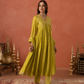 Mustard Yellow Chanderi Zari Embroidered Gathered  Kurta Set