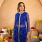 Blue Chiffon Bandhej Mirrorwork Straight Kurta