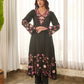 Black Floral Embroidered Muslin Kurta Set with Straight Pants