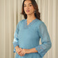 Powder Blue Aari Embroidered Doria Suit Set