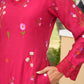Dark Pink Chanderi Floral Embroidered Kurta Set