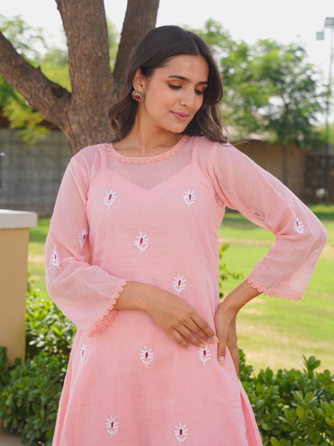 Blush Pink Emboidered Doria Set