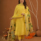 Surror Yellow Chanderi With Handpaint Dupatta