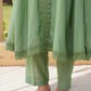 Pista Chanderi Lace Work Kurta Set