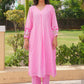 Pink Petal Floral Aari Work Chanderi Kurta Set