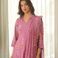 Mauve Pink Embroidered Chanderi Kurta Set with Pants & Dupatta