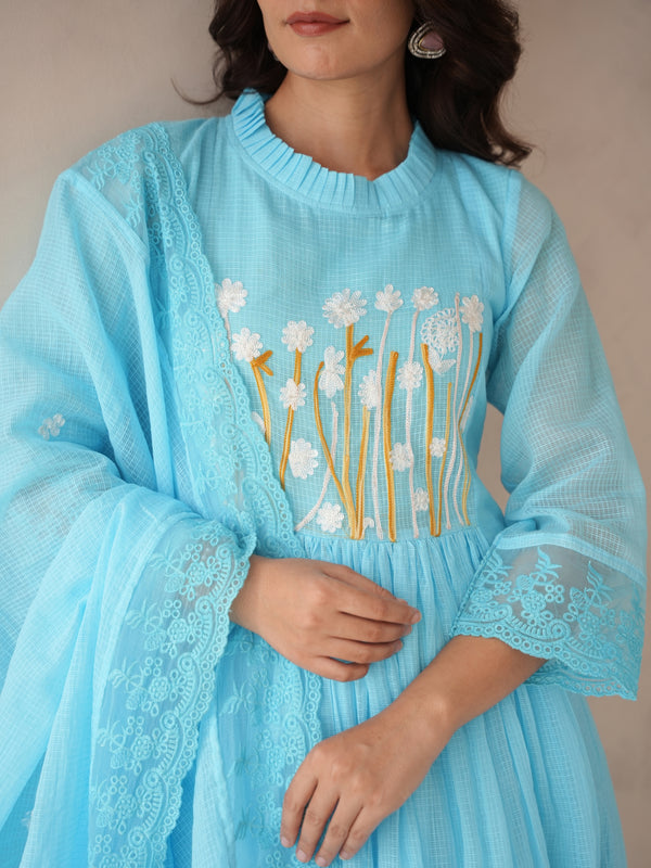 Aurea Sky Blue Doria Embriodered Suit Set