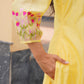 Sunflower Floral Aari Work Chanderi Kurta Set