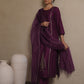 VIOLET CHANDERI AARI WORK SUIT SET