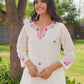 Off White Petal Handwork Chanderi A-Line Kurta Set