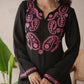 Indiflora black embroidery maslin kurta set