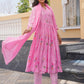 Pink Daisy Chanderi Angrakha Kurta Set