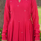 Ruby Bloom Floral Aari Work Chanderi Kurta Set