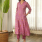 Mauve Pink Embroidered Chanderi Kurta Set with Pants
