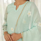 Pastel Mint Hand Paint Soft Organza Suit Set
