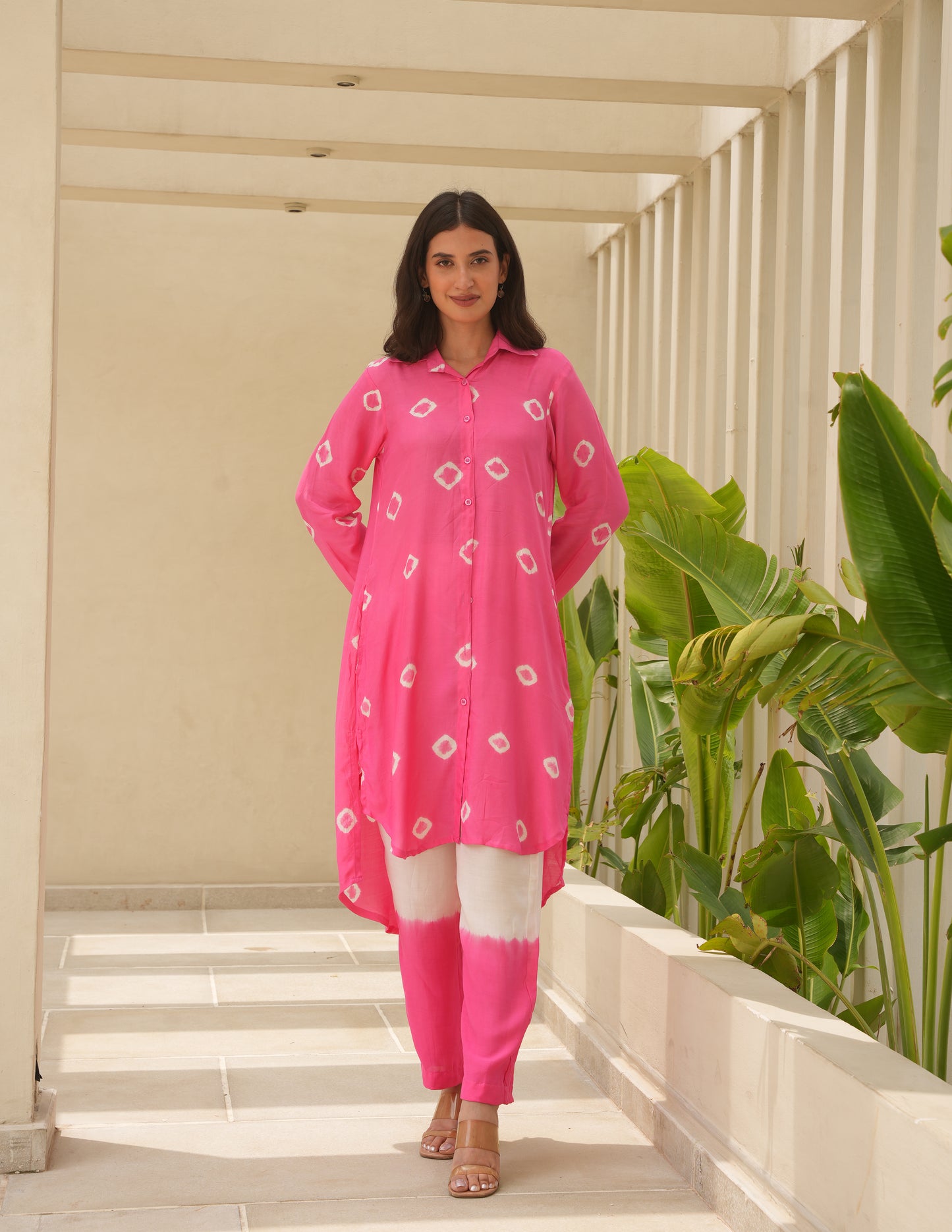 Ivy Pink Bandhani Maslin Co Ord Set