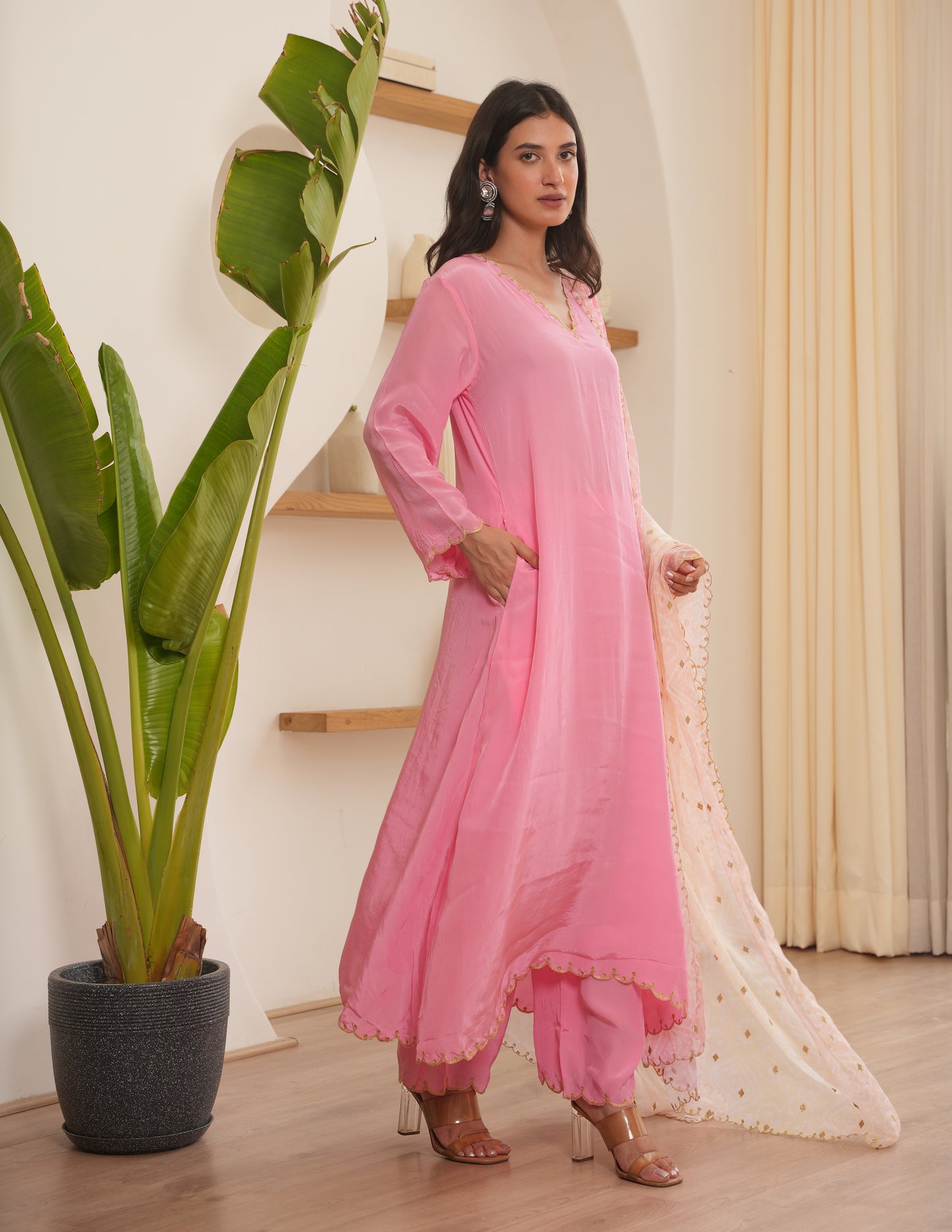 Quinn Pink Silk Suit Set