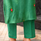 Green Floral Hand Embroidered Chanderi Kurta Set