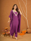 Kohinoor Purple Maslin Aari Kaftan Set