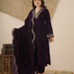 Noor Plum Velvet Kurta With Pant & Dupatta