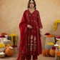 Maroon Floral Aari Embroidered Anarkali Set