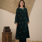 Aamira Deep Green Velvet Kurta With Pants & Dupatta